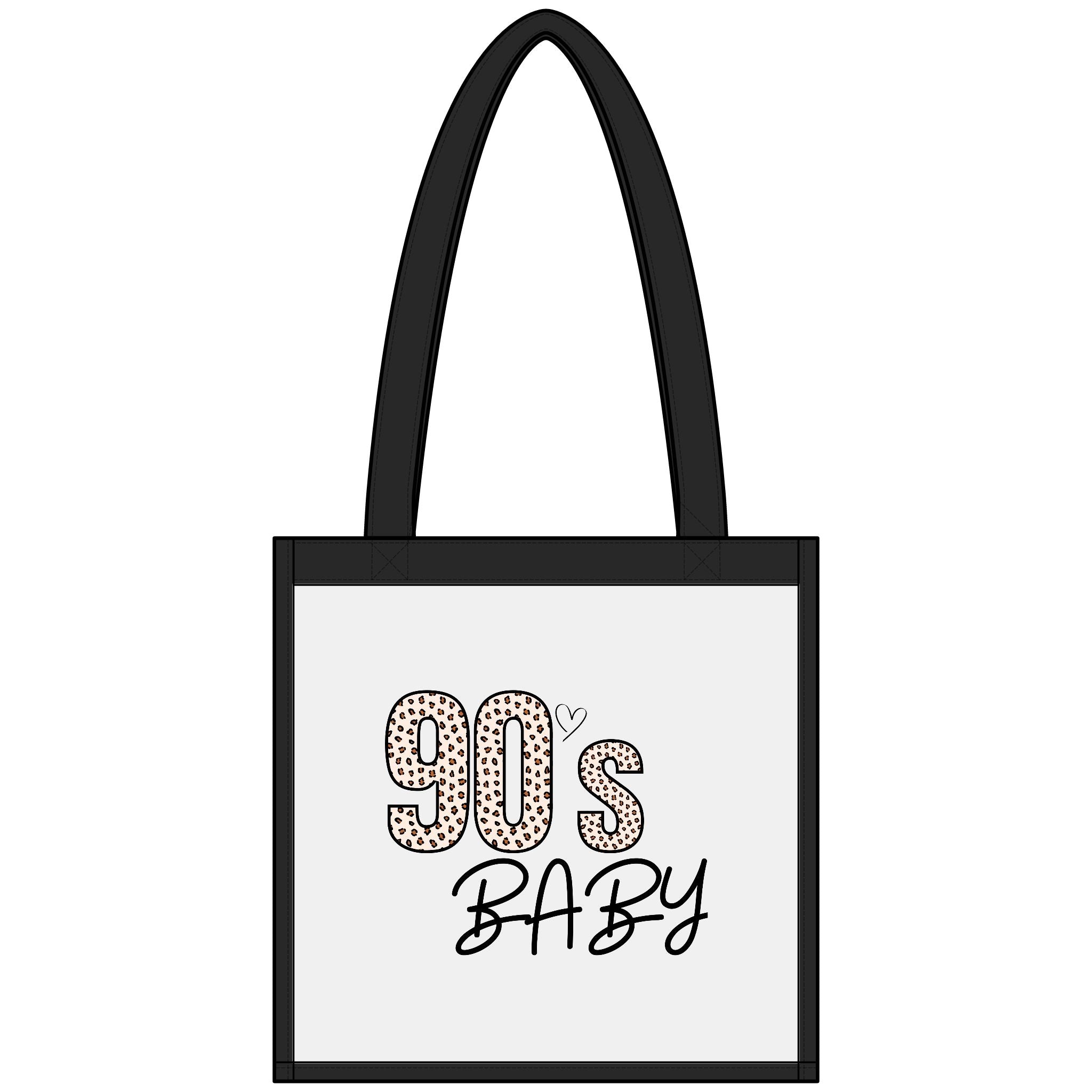 90s Baby Tote | Retro Leopard Print Typography Stadium Tote
